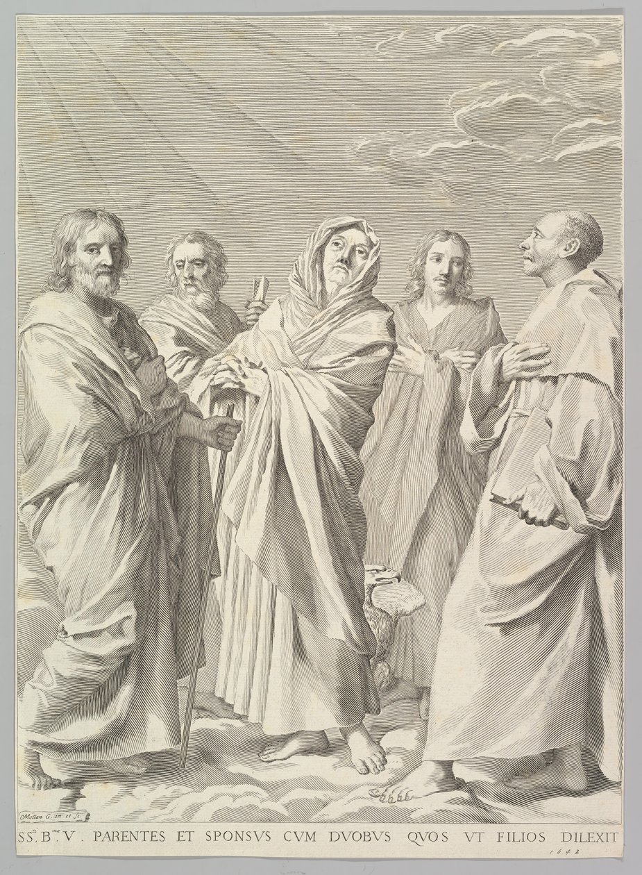 św. Anny, Józefa, Joachima, Bernarda i Jana Ewangelisty Pokrewieństwo Dziewicy, 1648. autorstwa Claude Mellan