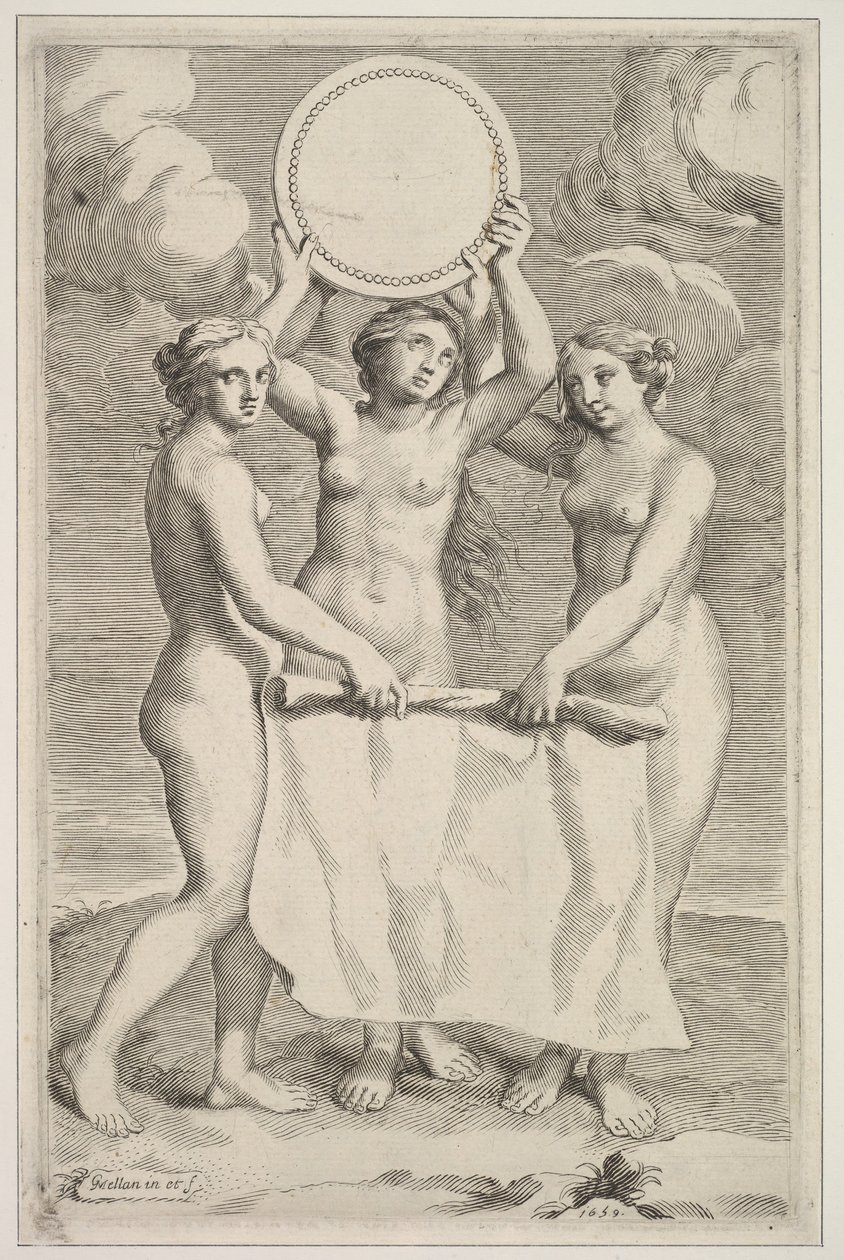 Trzy Gracje, 1659. autorstwa Claude Mellan