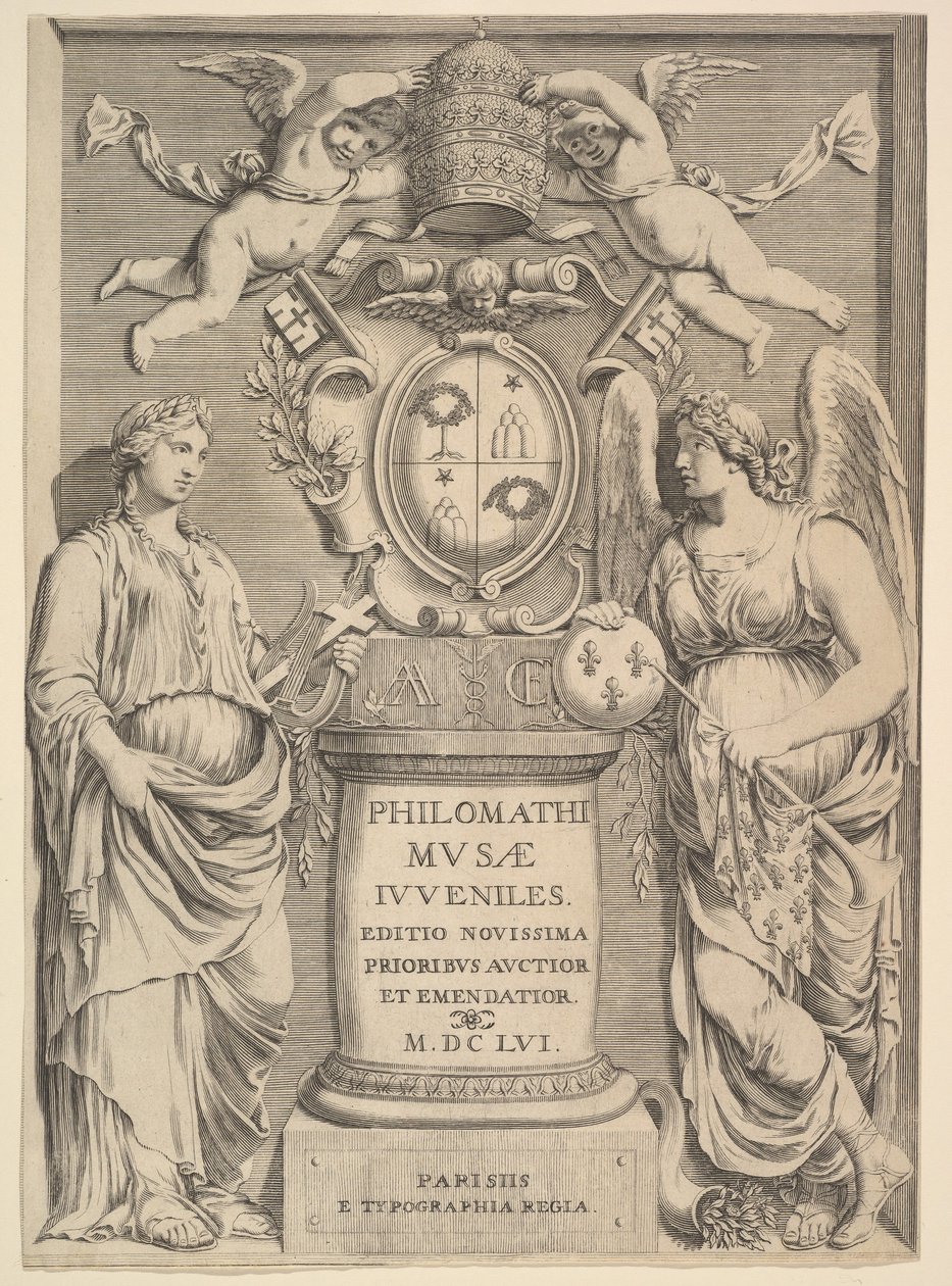 Strona tytułowa: Musae Juveniles Filomata, 1655. autorstwa Claude Mellan