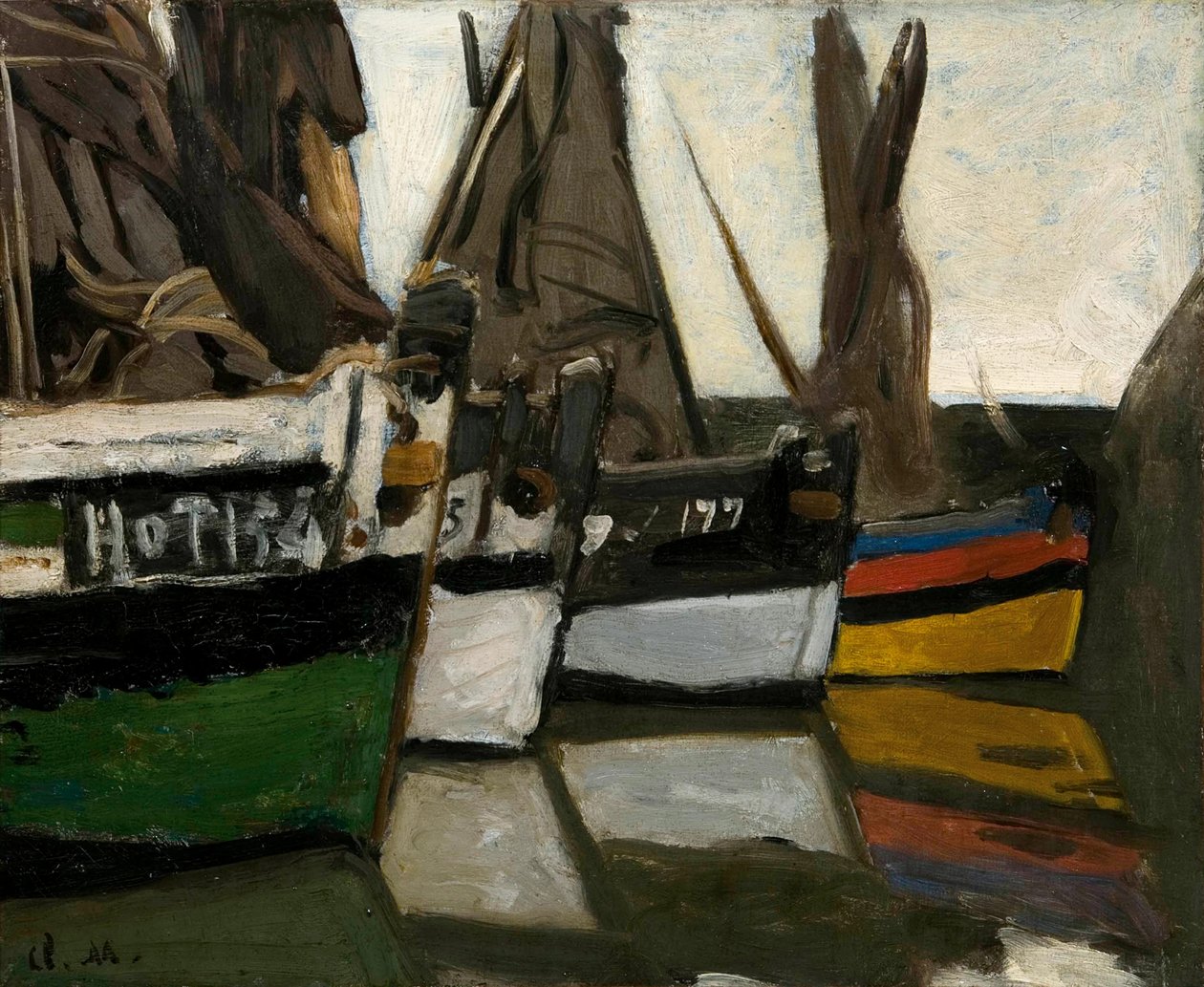 Łodzie rybackie w Honfleur Łodzie rybackie w Honfleur, ok. 1866. autorstwa Claude Monet