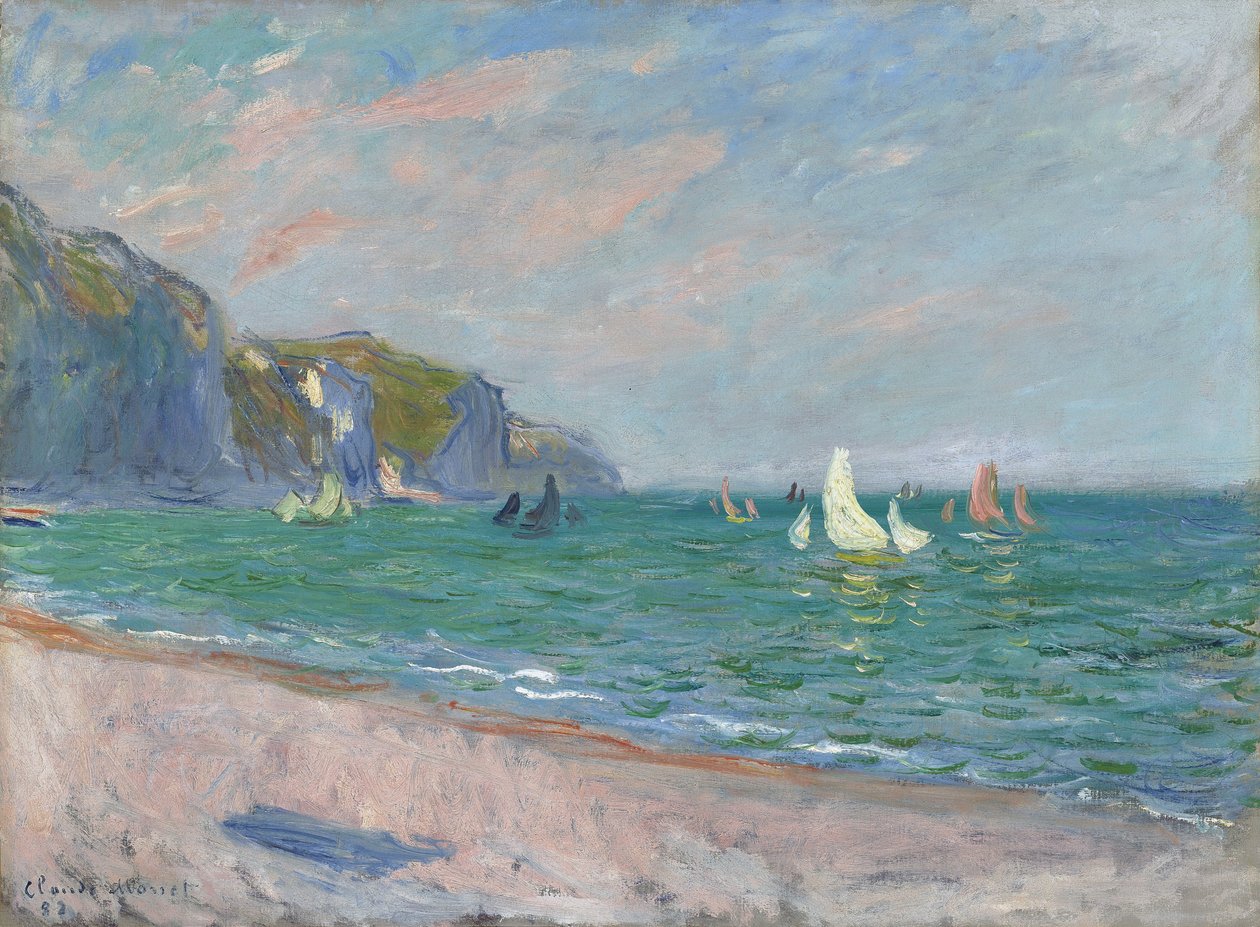 Łodzie przed klifami Pourville, 1882 autorstwa Claude Monet