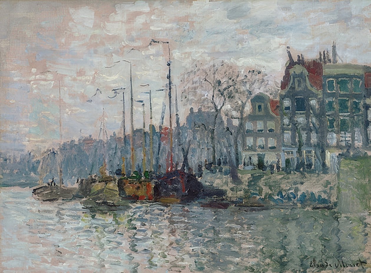 Widok na Prins Hendrikkade i Kromme Waal w Amsterdamie. 1874 autorstwa Claude Monet