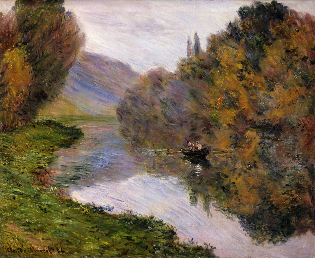 Łódź na Sekwanie koło Jeufosse, autorstwa Claude Monet
