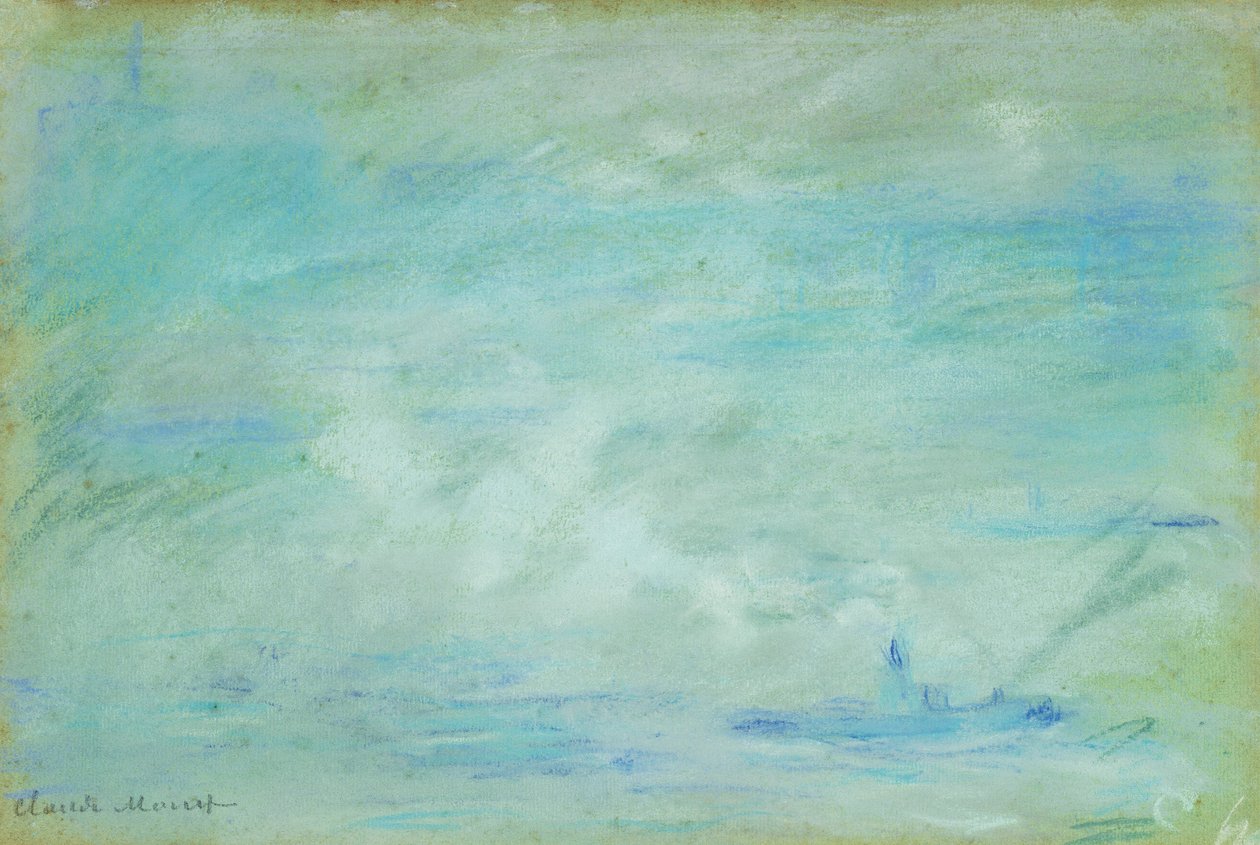 Łódź na Tamizie, efekt zamglenia; Łódź na Tamizie, efekt mgły, 1901 autorstwa Claude Monet