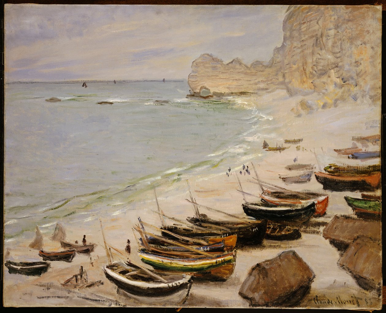 Łodzie na plaży w Etretat, 1883 r. autorstwa Claude Monet