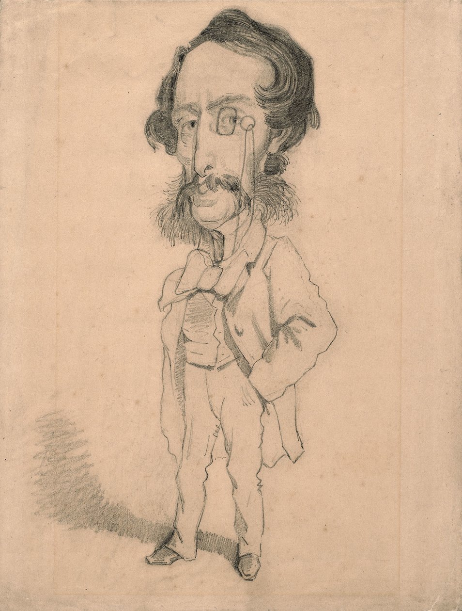 Karykatura Mario Ucharda, ok. 1858 r. (grafit z akcentami wymazywania i stemplowania na jasnobrązowym papierze tkanym) autorstwa Claude Monet