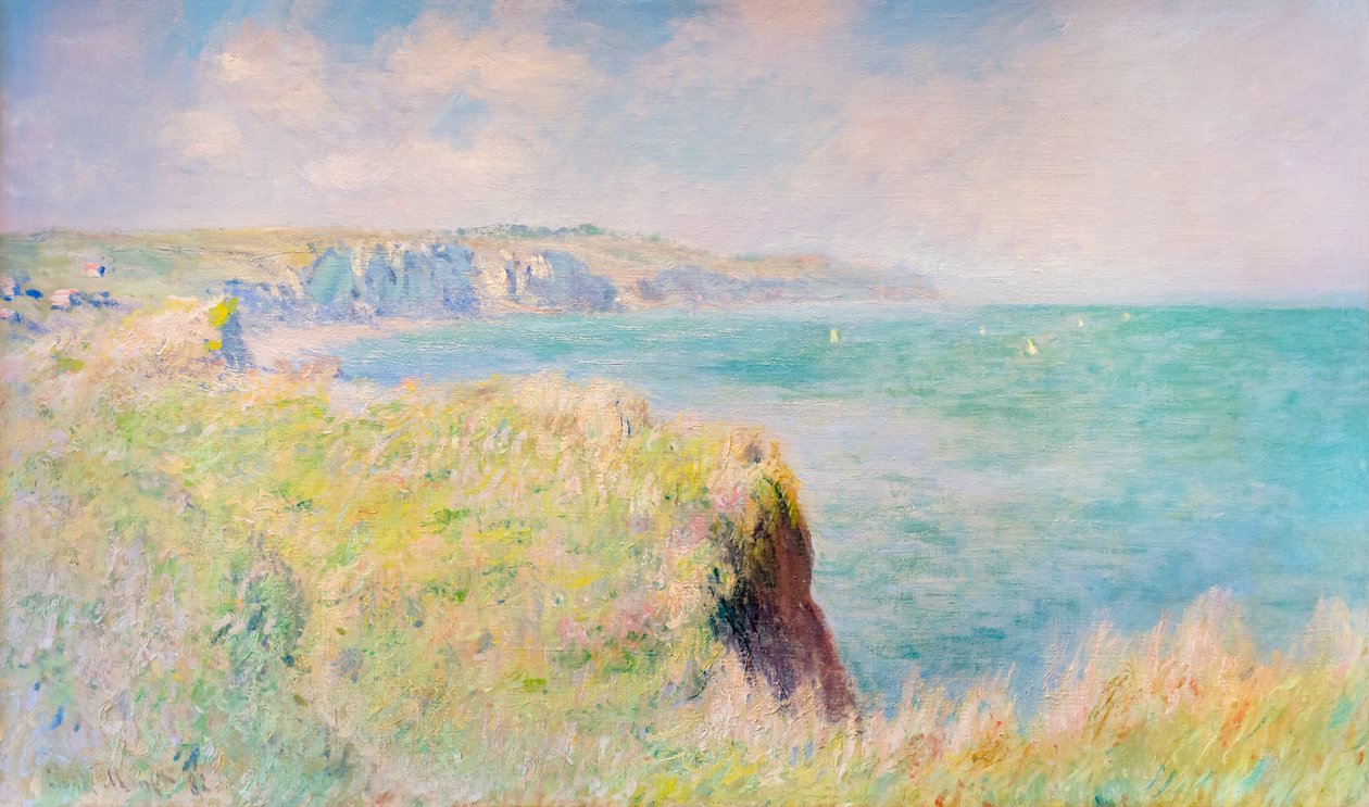 Klify i żaglówki w Pourville autorstwa Claude Monet