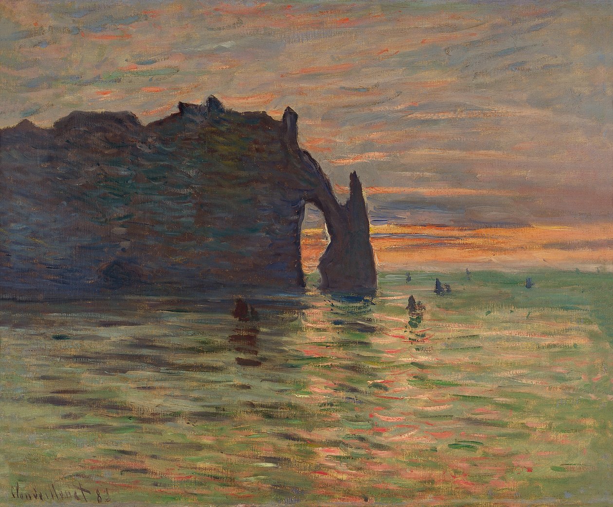 Zachód słońca w Etretat autorstwa Claude Monet