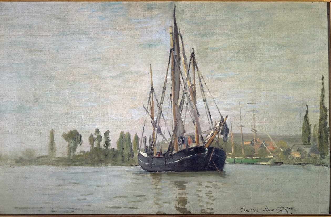 Francuski pościg na kotwicy (niedaleko Rouen) - olej na płótnie autorstwa Claude Monet