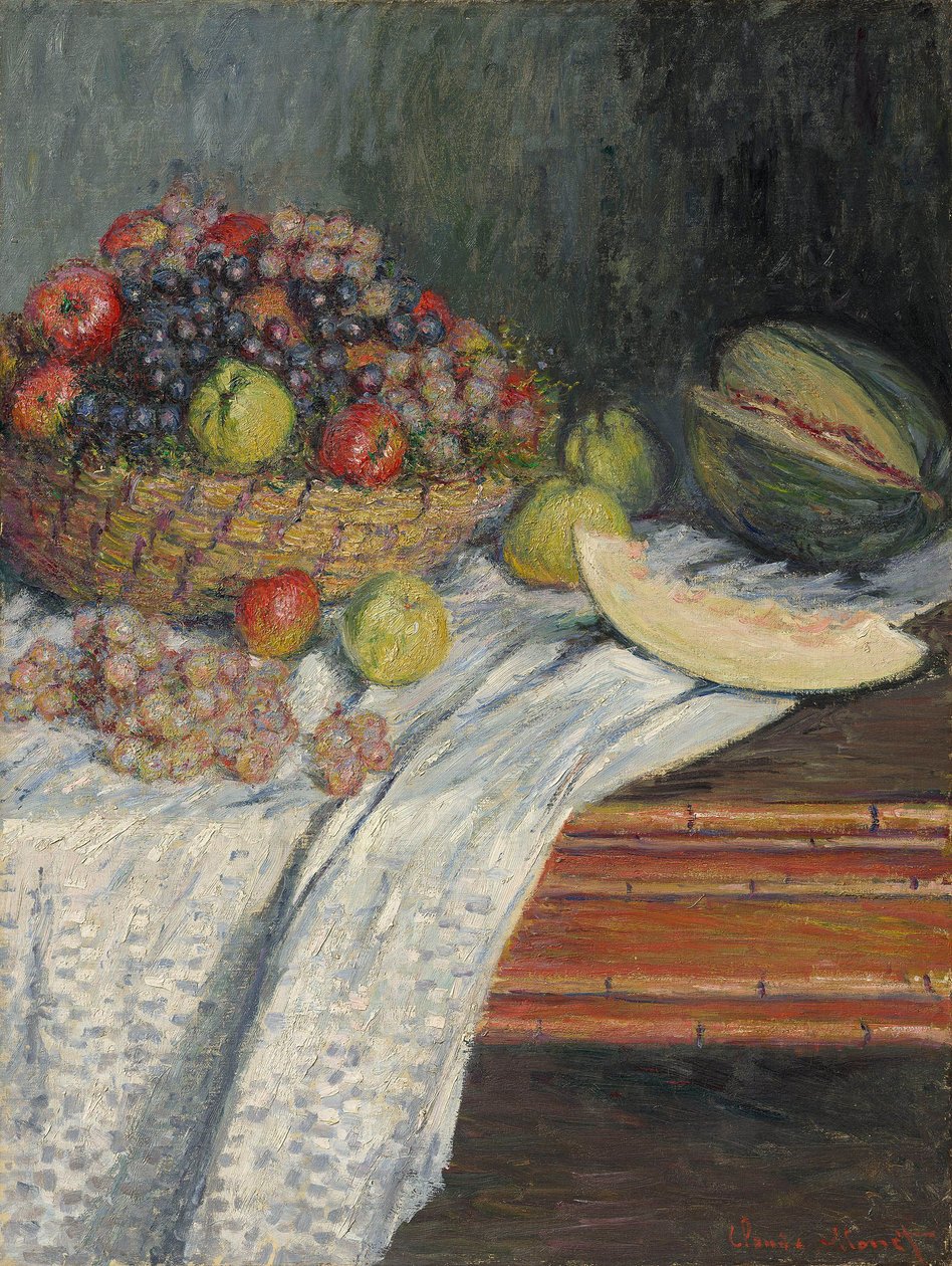 Niemiecki: Martwa natura z hiszpańskim melonem Martwa natura z melonem spadziowym autorstwa Claude Monet