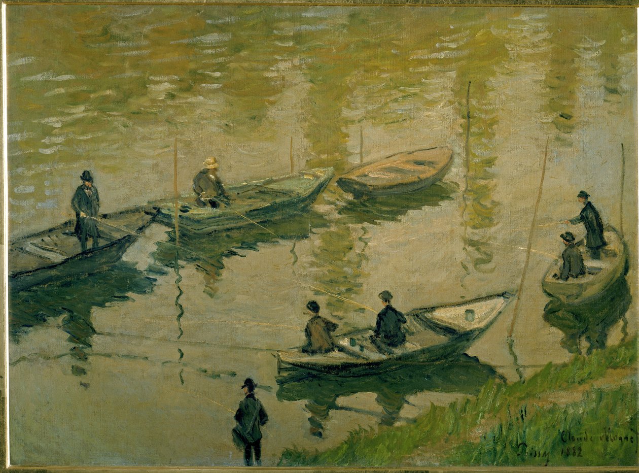 Grupa rybaków nad Sekwaną w pobliżu Poissy autorstwa Claude Monet