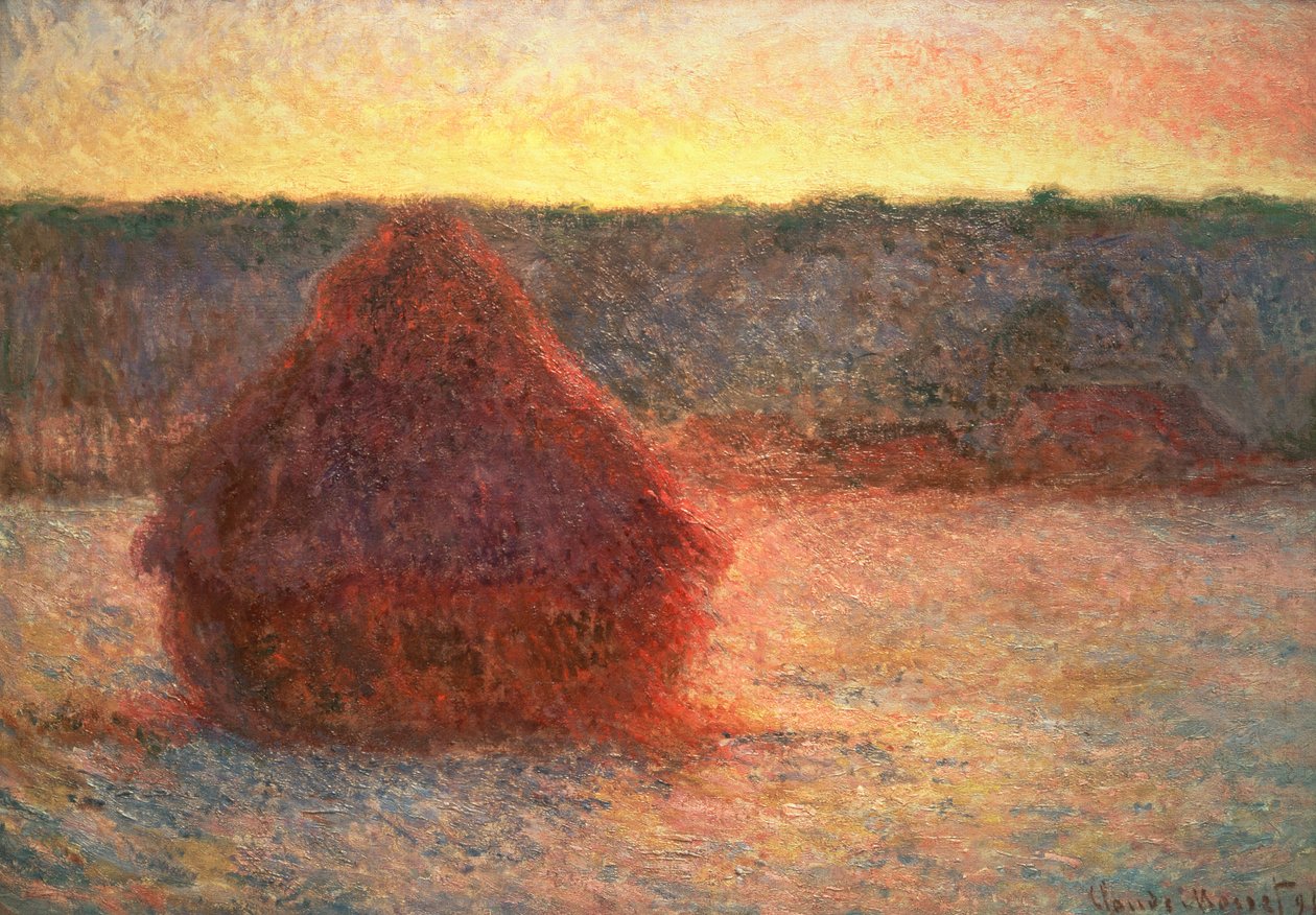 Stogi siana o zachodzie słońca, mroźna pogoda, 1891 autorstwa Claude Monet