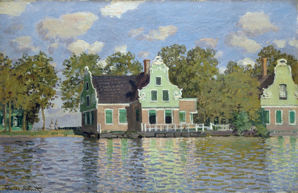 Domy nad brzegiem rzeki Zaan autorstwa Claude Monet