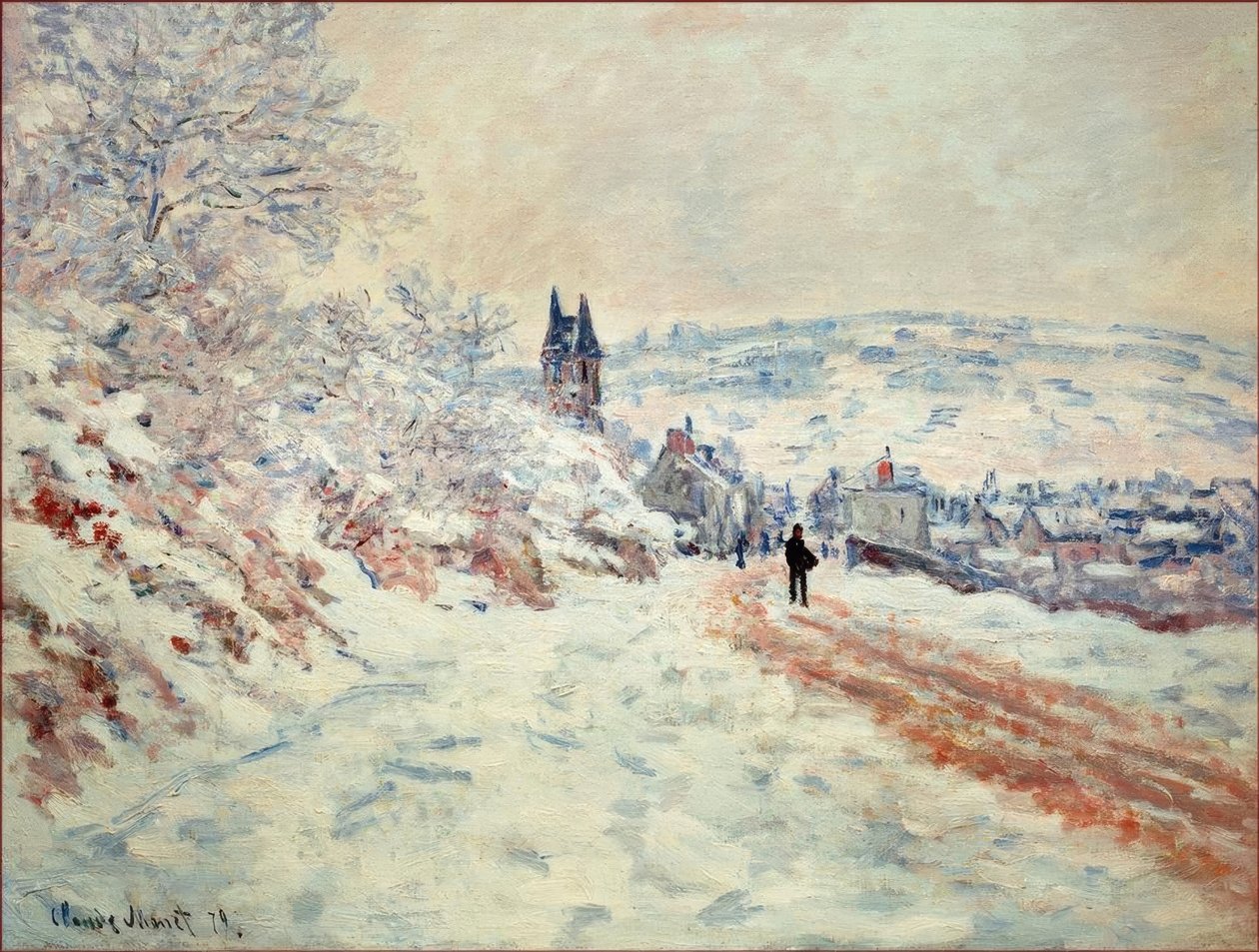 La Route de Vetheuil, Effet de Neige (Droga do Vethe autorstwa Claude Monet