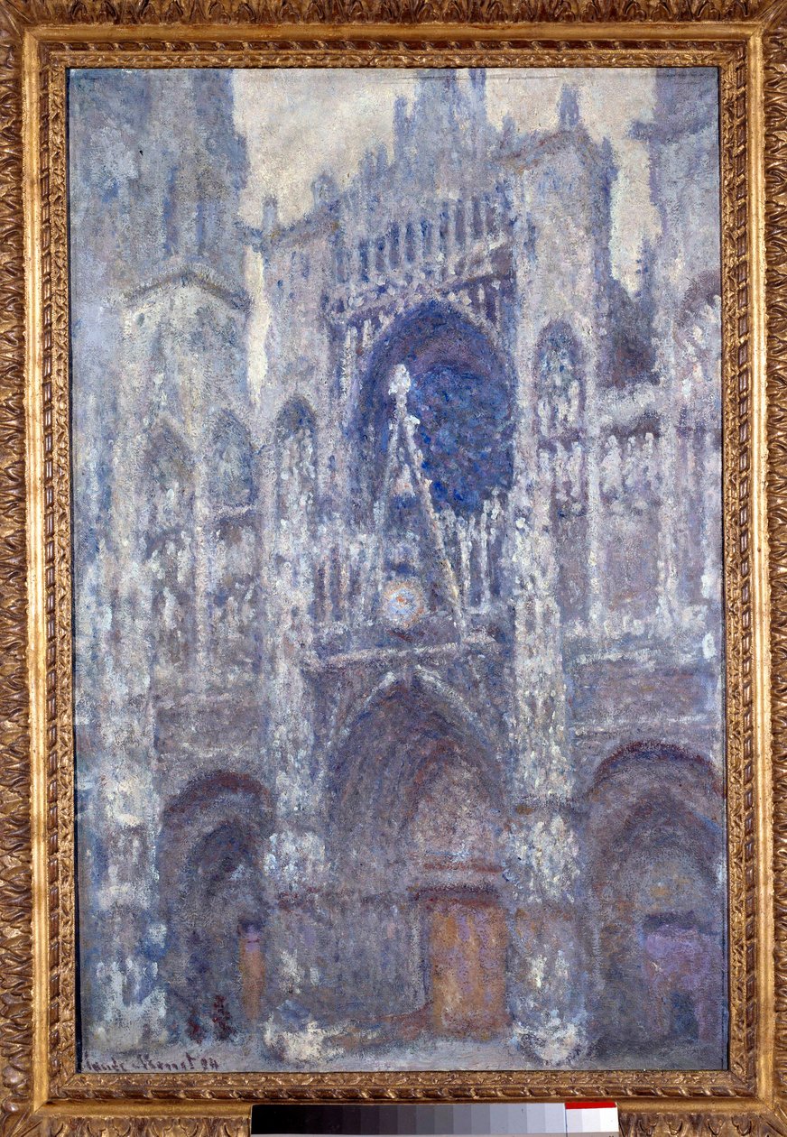 La Cathedrale Notre Dame de Rouen, le portal, temps gris, harmonie grise Obraz Claude