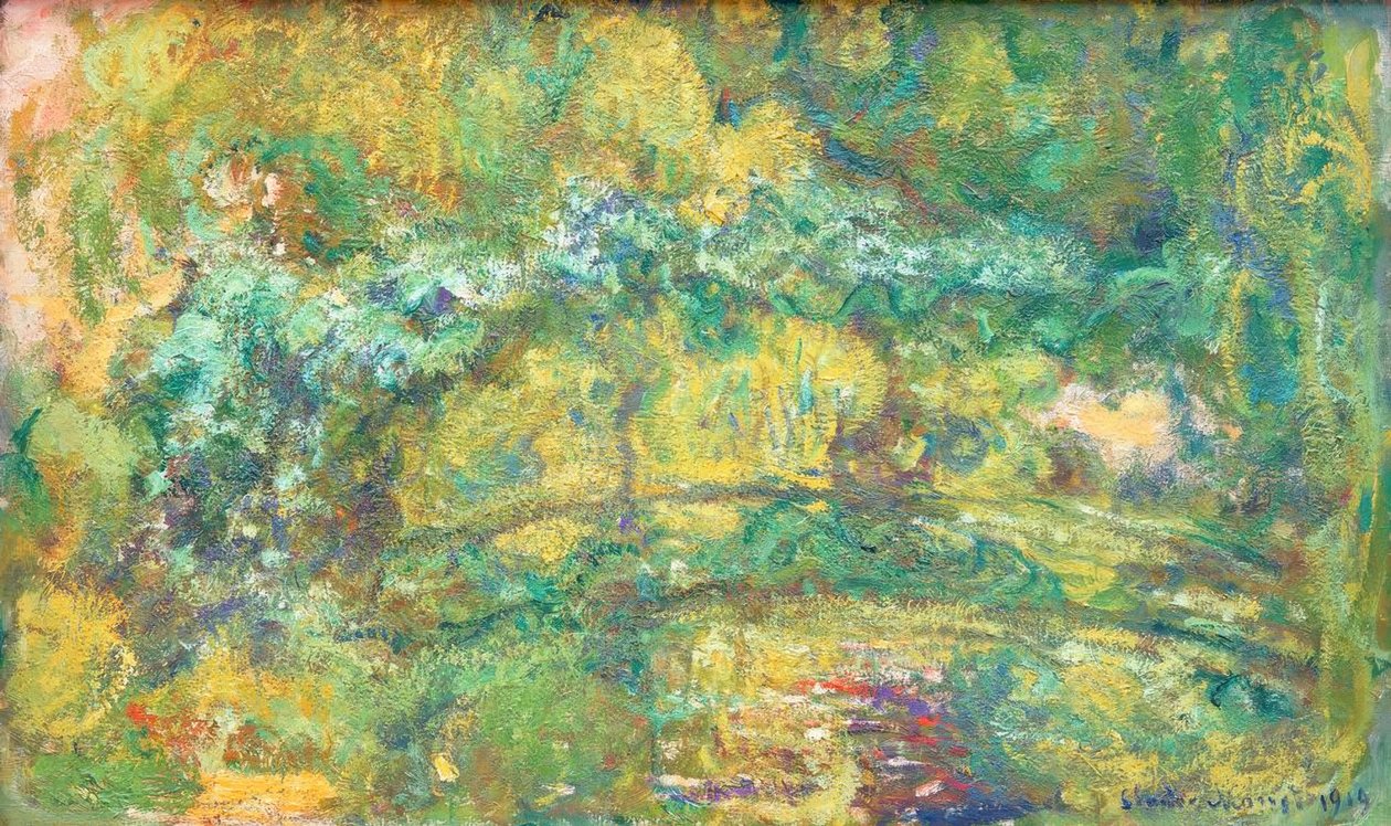 Kładka nad stawem z liliami wodnymi autorstwa Claude Monet