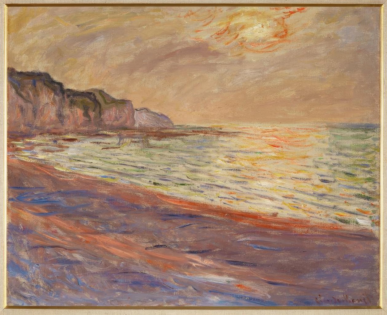 Plaża Pourville, zachodzące słońce autorstwa Claude Monet