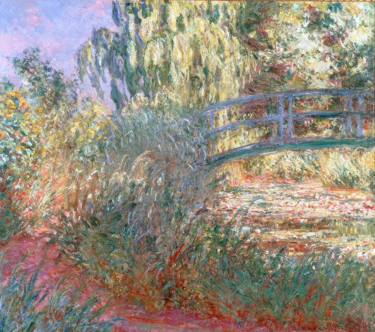 Staw lilii wodnych i ścieżka wzdłuż wody autorstwa Claude Monet