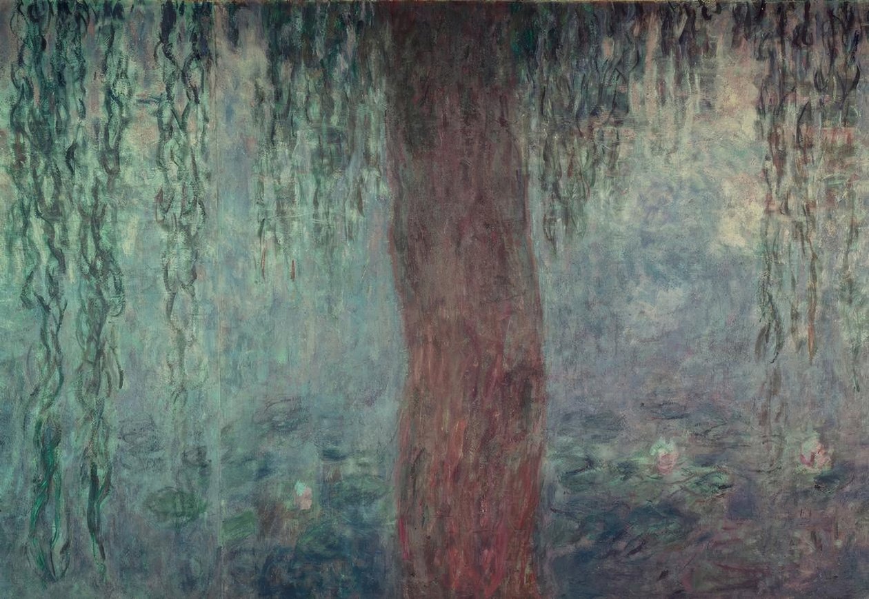Staw lilii wodnych z wierzbami, Le Matin aus willows autorstwa Claude Monet
