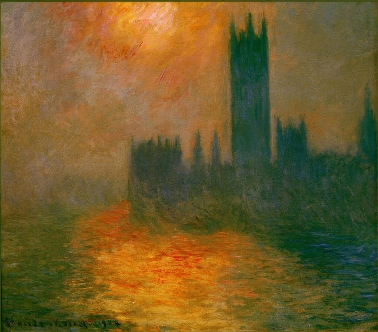 Parlament, zachód słońca (Das Parlament, Sonnenunter autorstwa Claude Monet