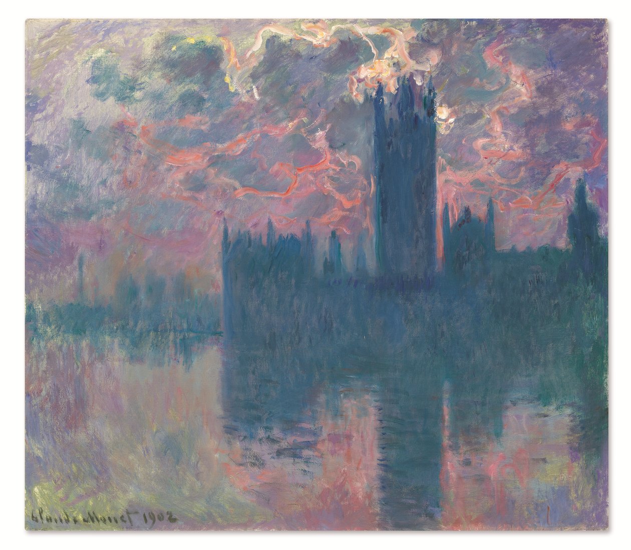 Le Parlement, soleil couchant (Domy Parlamentu o zachodzie słońca) autorstwa Claude Monet