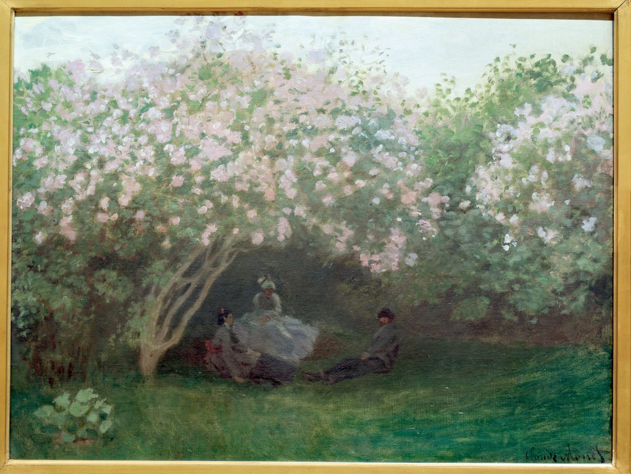 Liliowy, szara pogoda (lub Reszta pod bzem)- olej na płótnie autorstwa Claude Monet