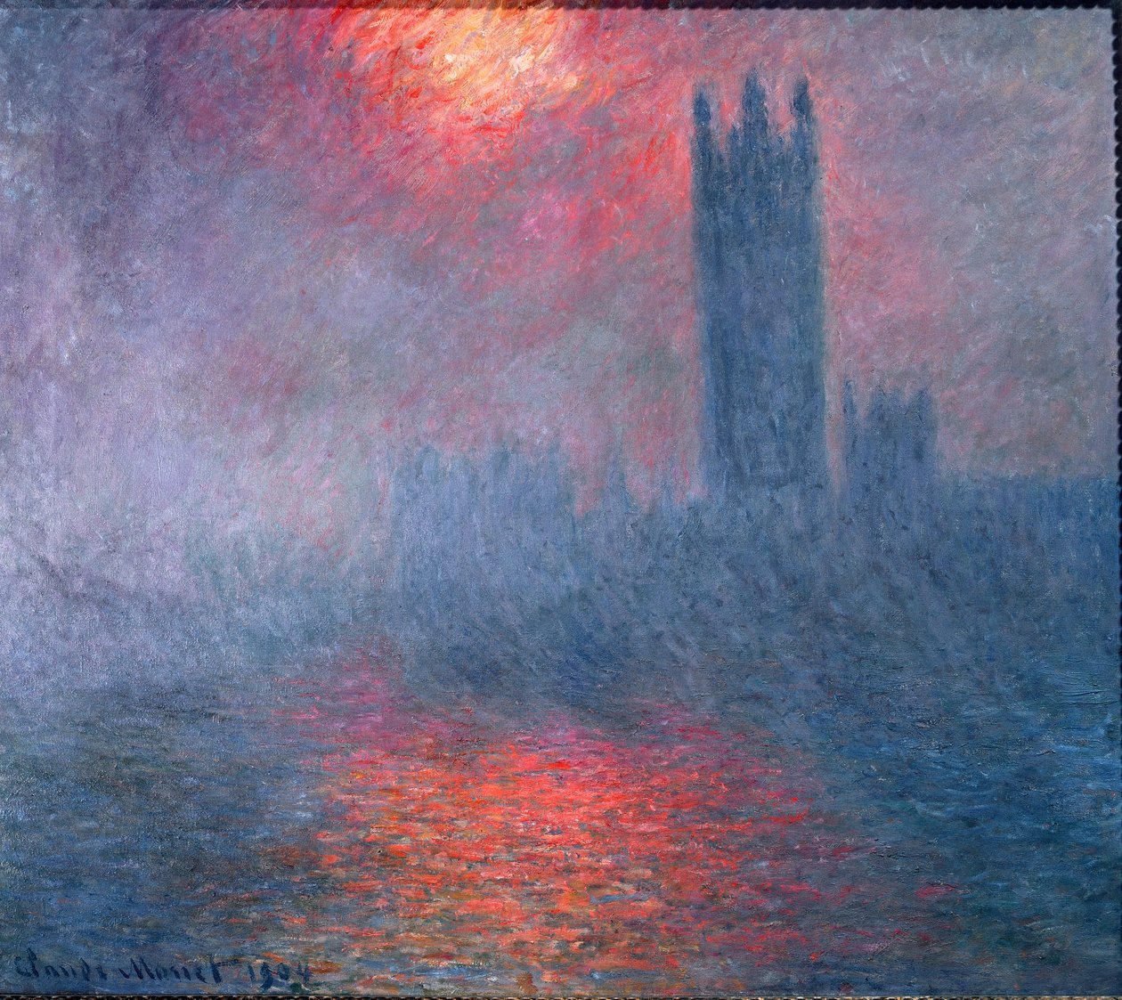 Londyn, Parlament, słońce we mgle autorstwa Claude Monet