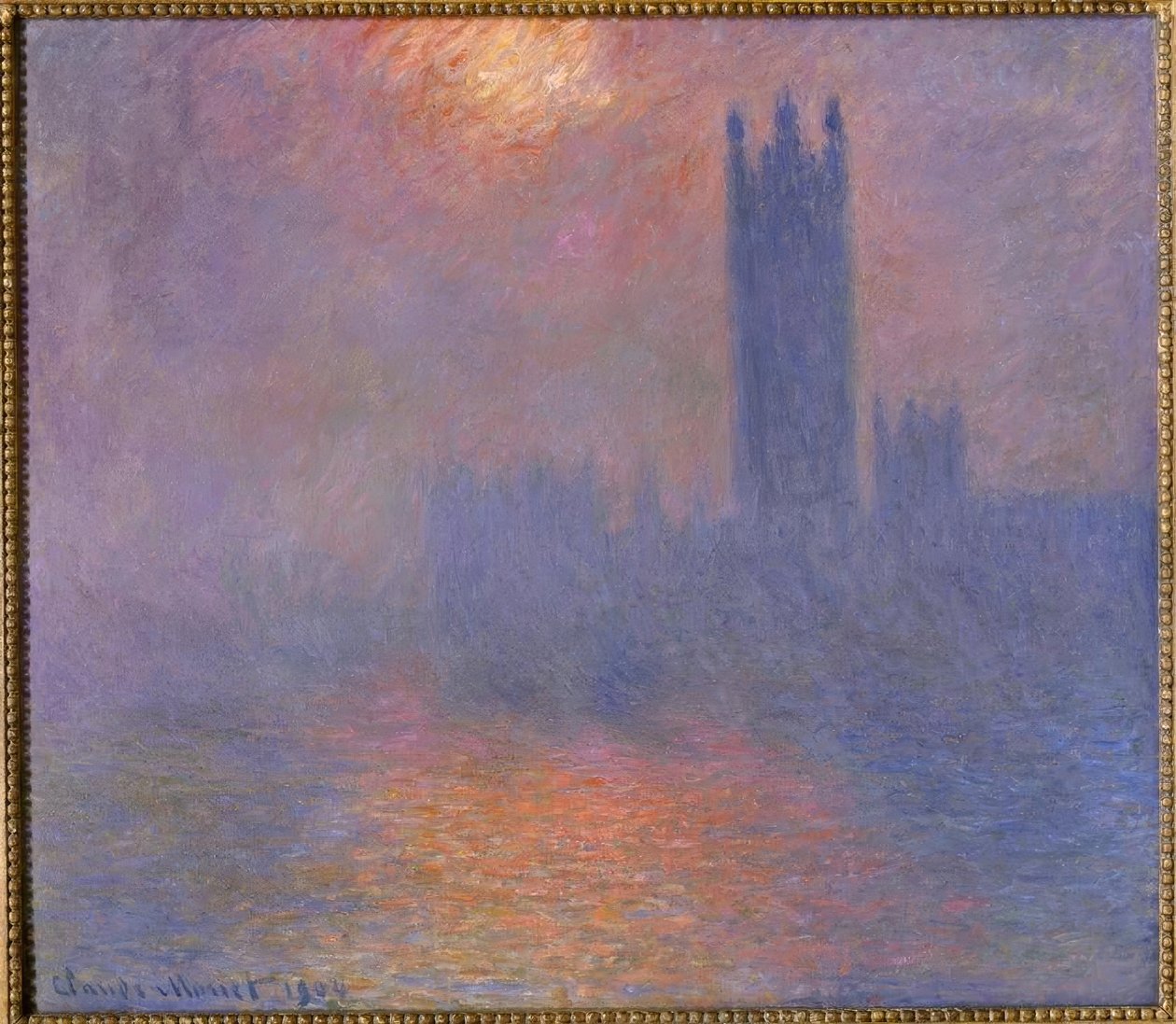 Londyn, Parlament, Dziura w słońcu we mgle autorstwa Claude Monet