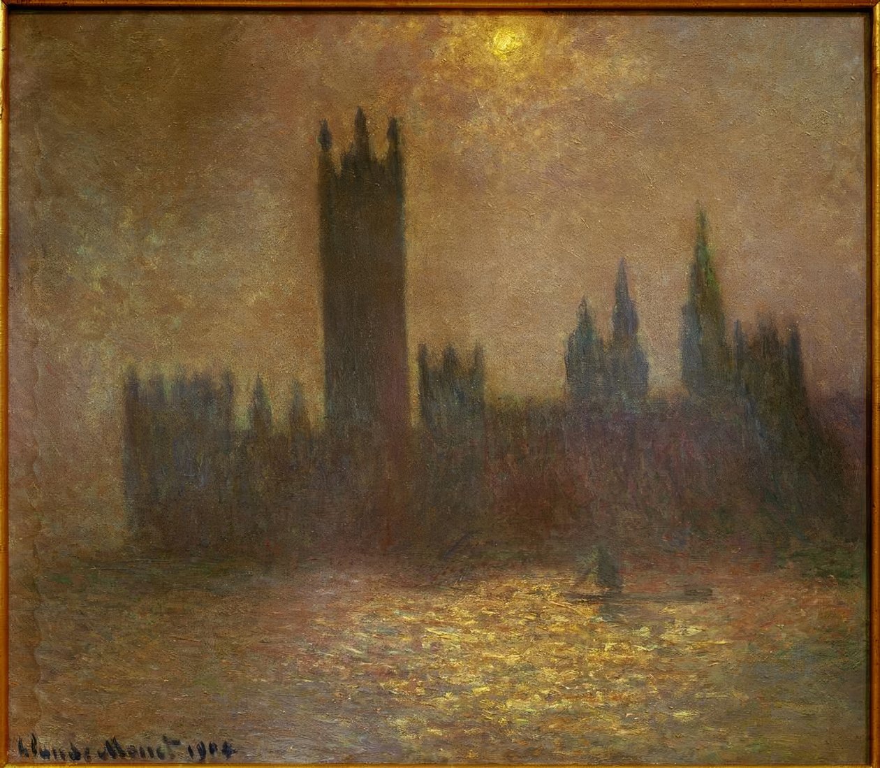 Londyn, Parlament, Efekt słońca we mgle (Lon autorstwa Claude Monet