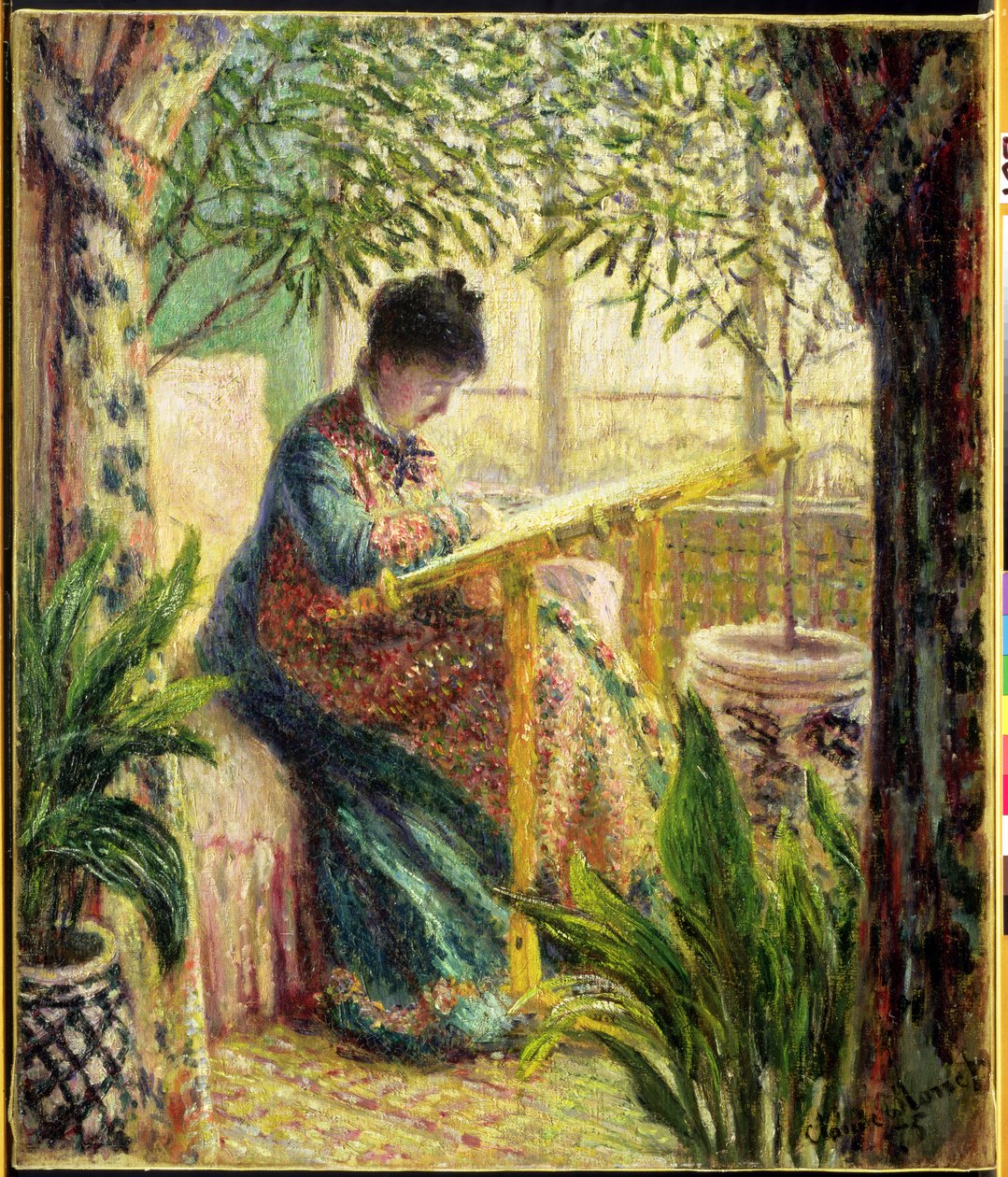 Haftowanie Madame Monet (Camille au Metier) 1875 autorstwa Claude Monet