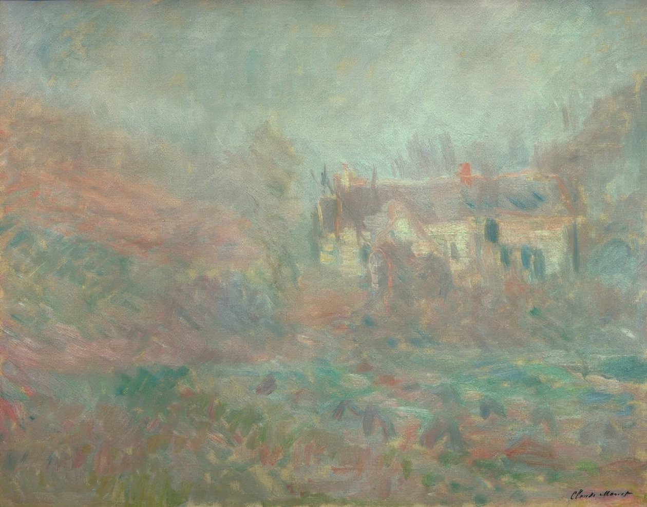 Domy w Falaise, mgła autorstwa Claude Monet