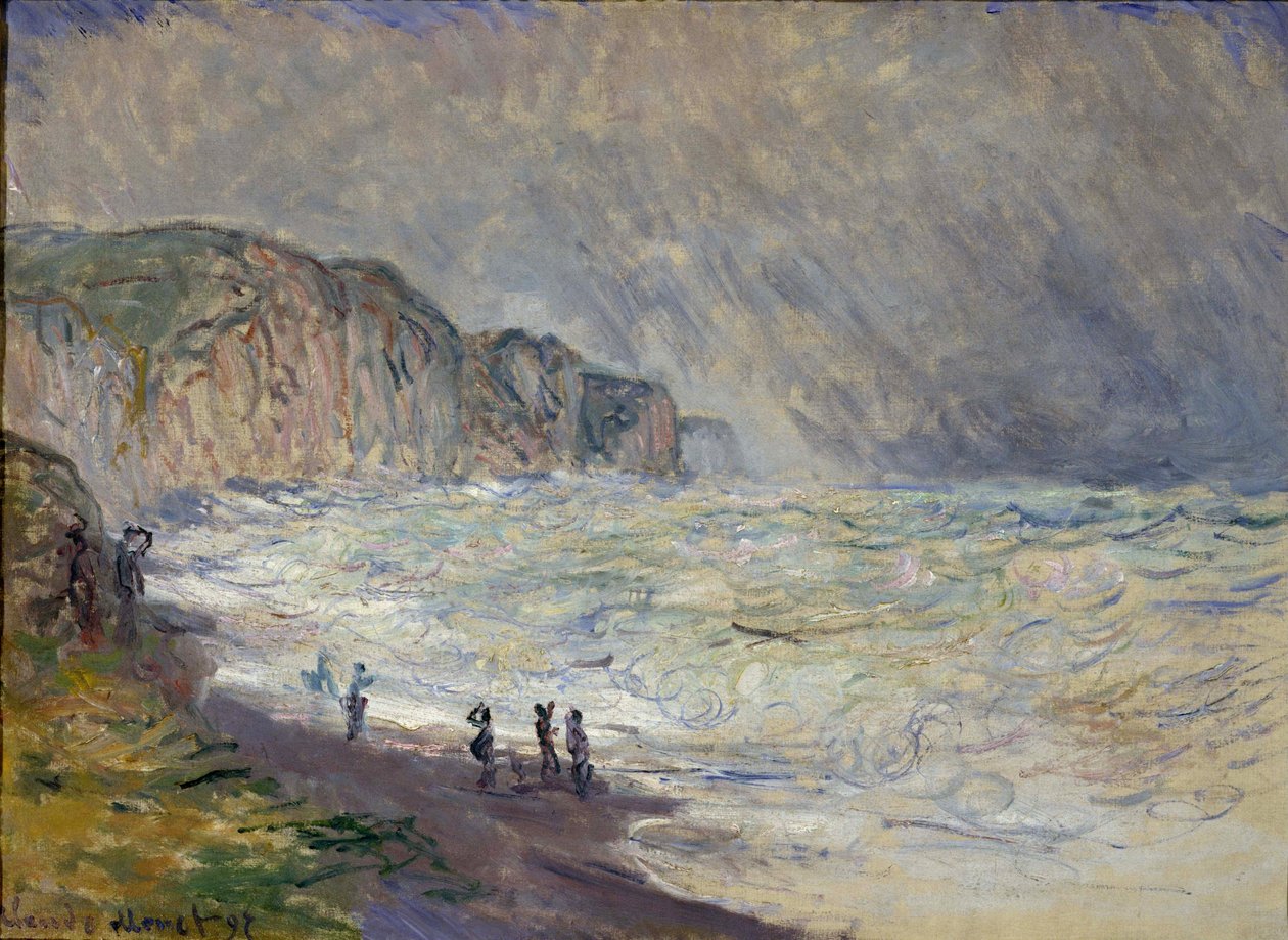 Wzburzone morze w Pourville - Obraz Claude