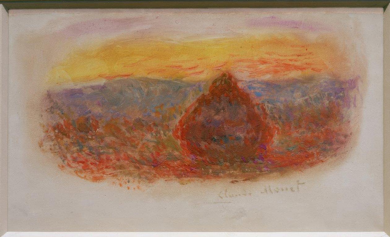 Kamień szlifierski, zachodzące słońce autorstwa Claude Monet