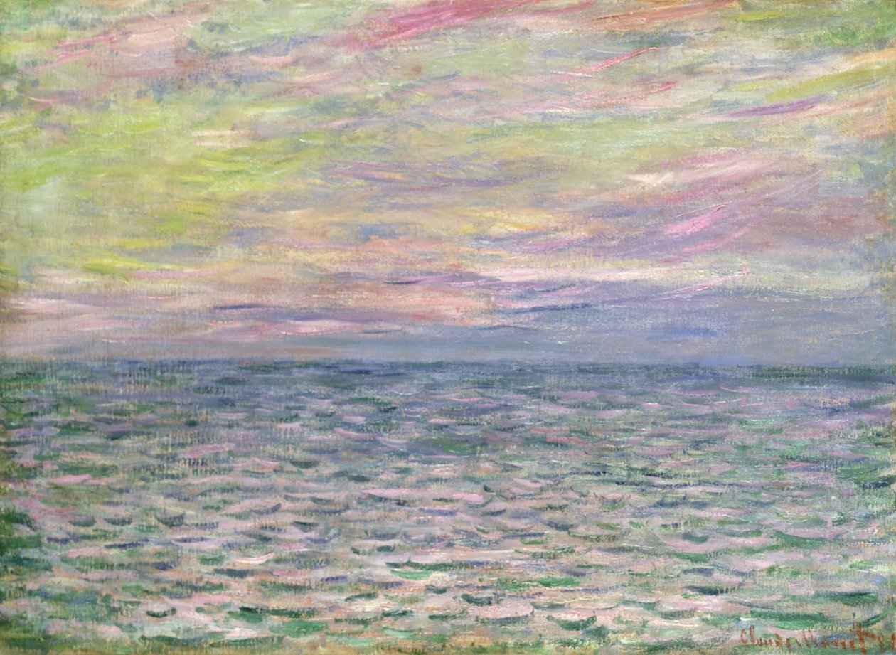 Na pełnym morzu, Zachód słońca w Pourville; Zachód słońca w Pourville, Morze Otwarte, 1882 autorstwa Claude Monet