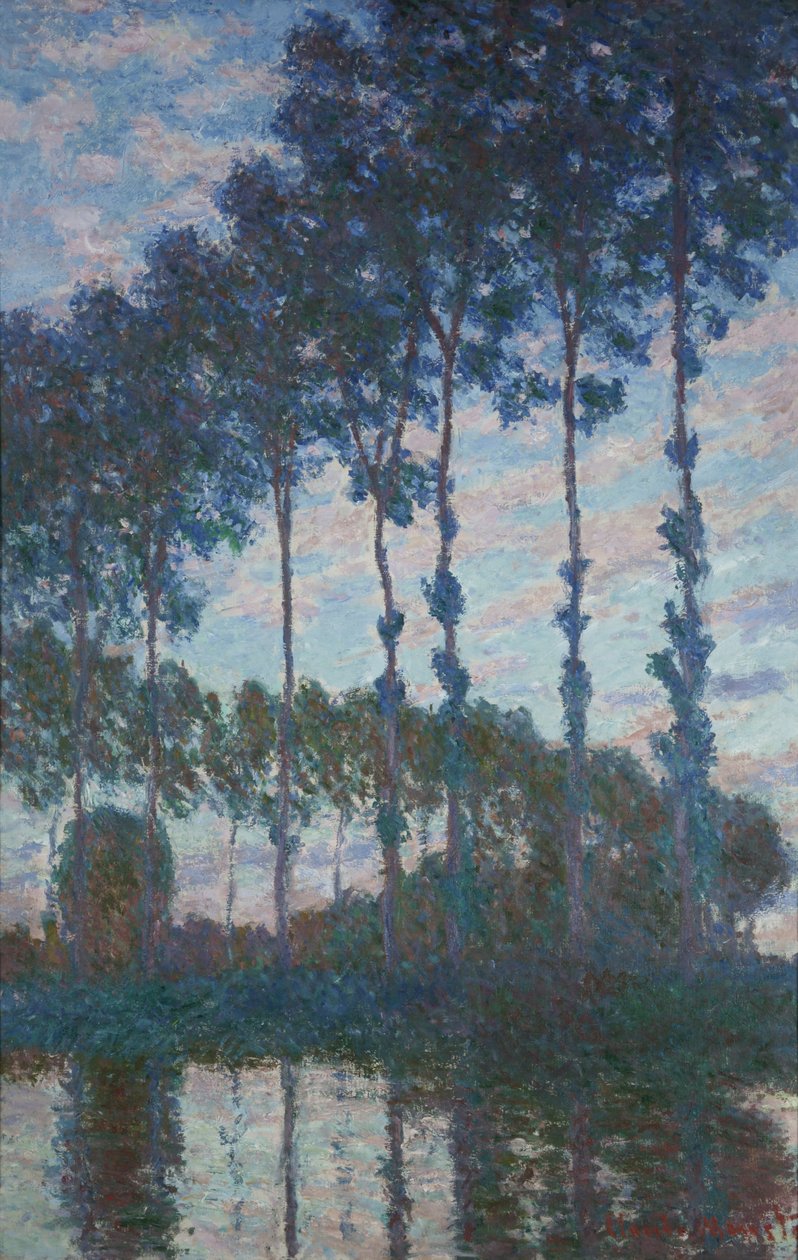 Topole nad brzegiem Epte, efekt wieczorny, 1891 autorstwa Claude Monet