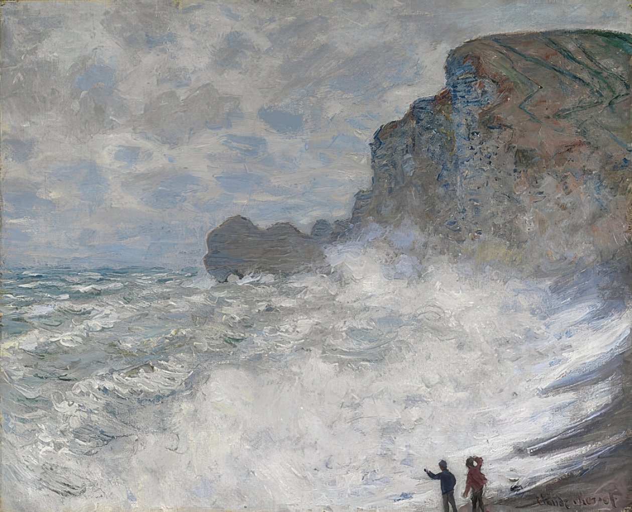 Trudna pogoda w Étretat. 1883 autorstwa Claude Monet