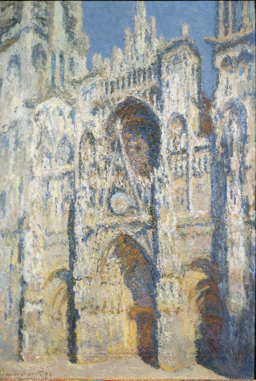 Katedra w Rouen, portal i wieża Saint Romain, efekt pełnego słońca, błękitna harmonia i złoto - olej na płótnie autorstwa Claude Monet