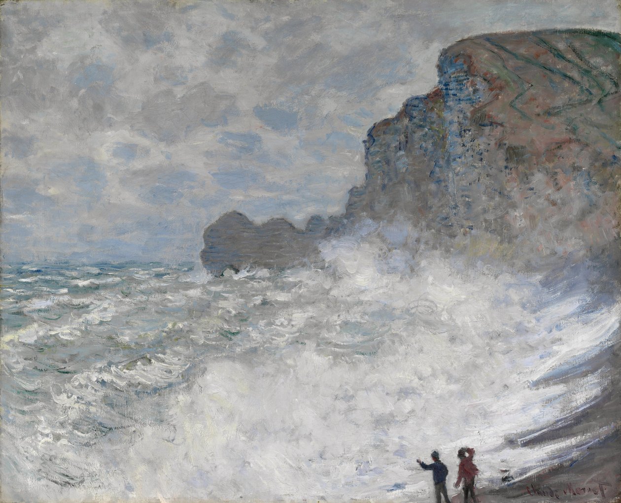 Ciężka pogoda w Étretat, 1883 autorstwa Claude Monet