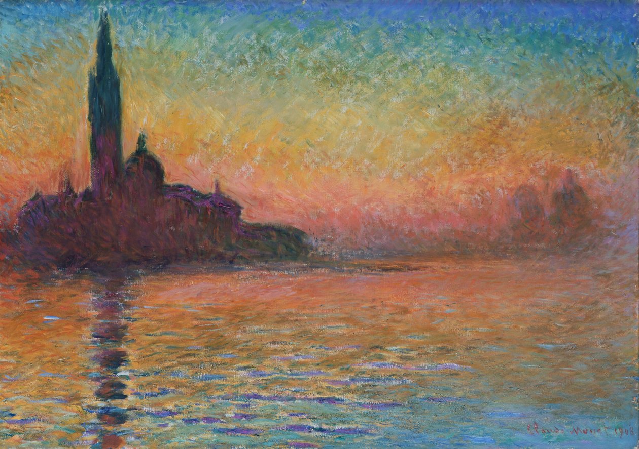 „San Giorgio Maggiore o zmierzchu”, 1908 autorstwa Claude Monet