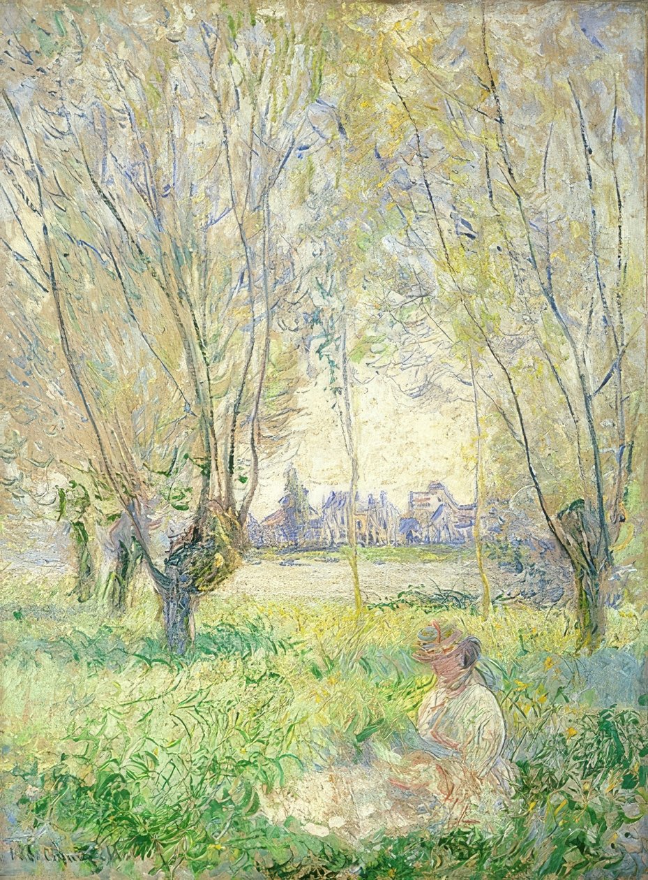 Siedząca kobieta wśród wierzb. 1880 autorstwa Claude Monet