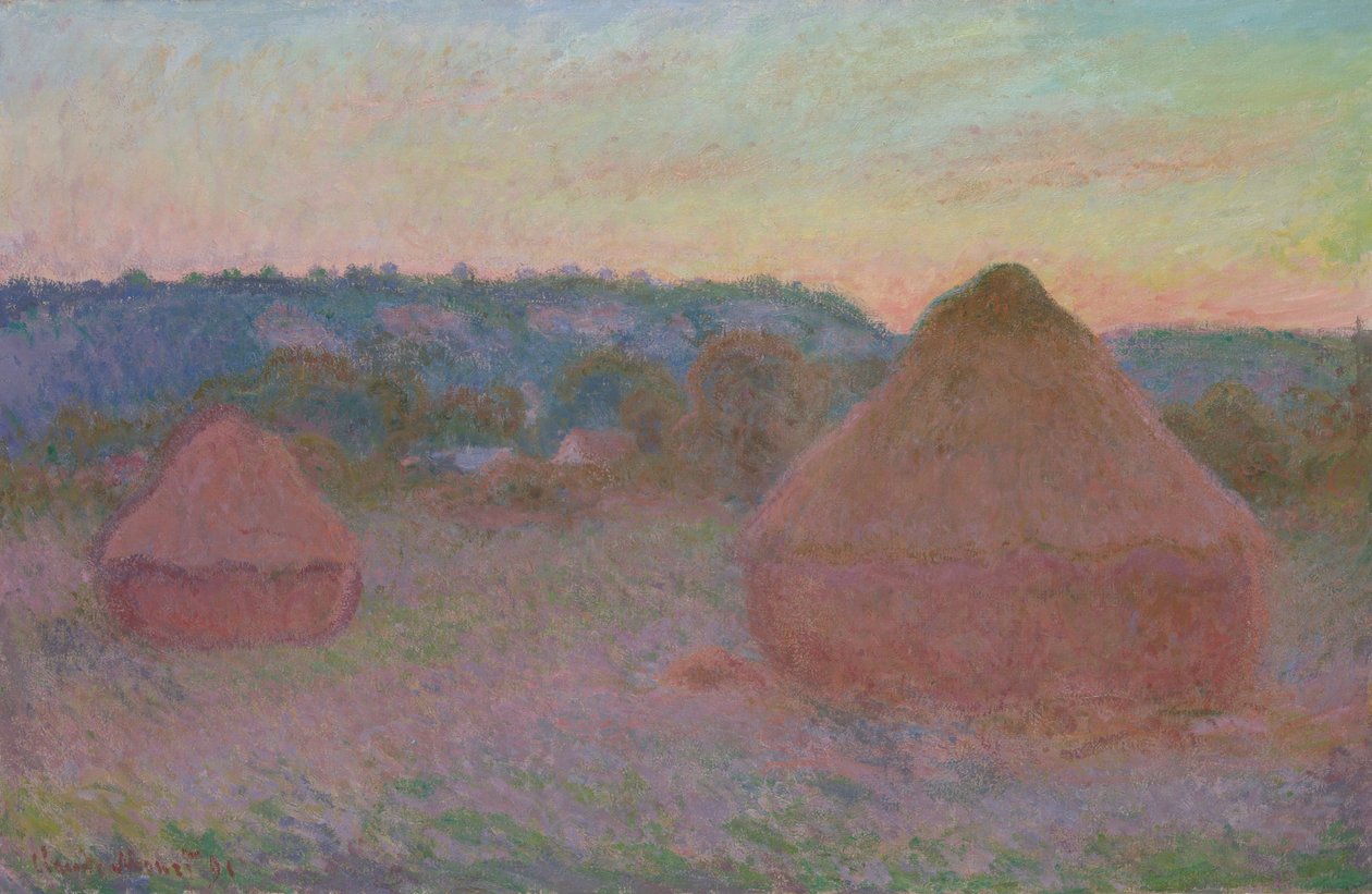 Stosy pszenicy (koniec dnia, jesień) autorstwa Claude Monet
