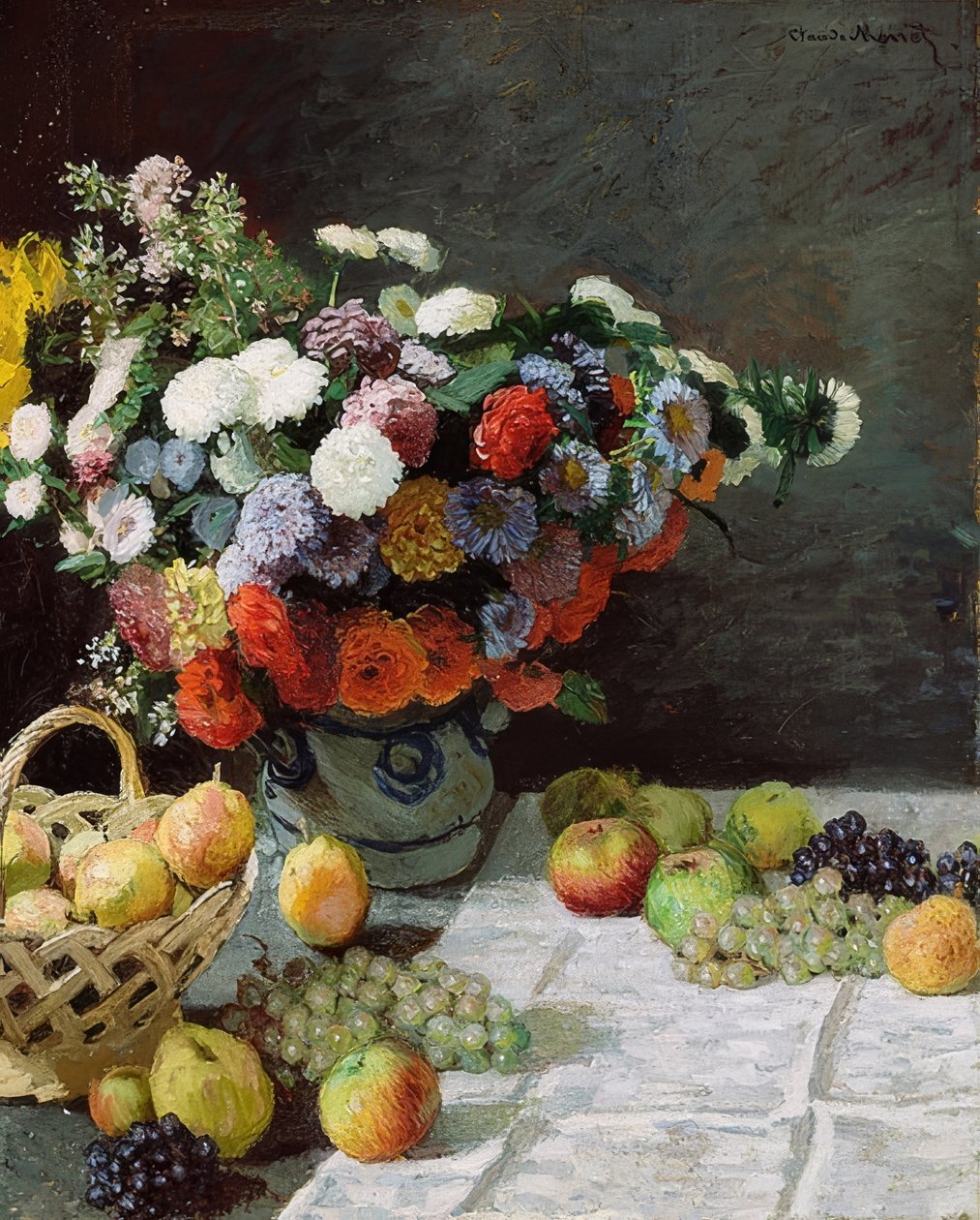 Martwa natura z kwiatami i owocami. 1869 autorstwa Claude Monet