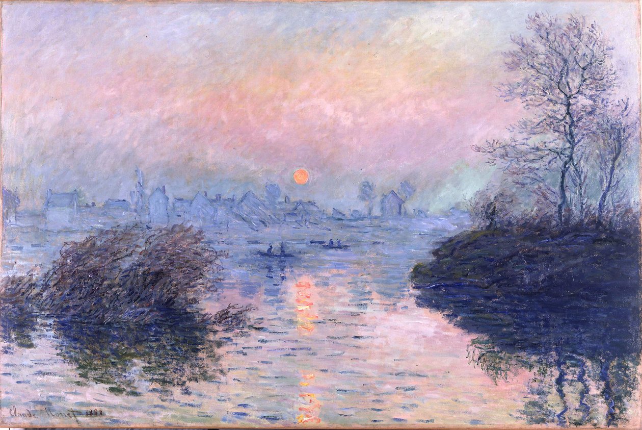 Zachód słońca nad Sekwaną w Lavacourt, efekt zimy autorstwa Claude Monet