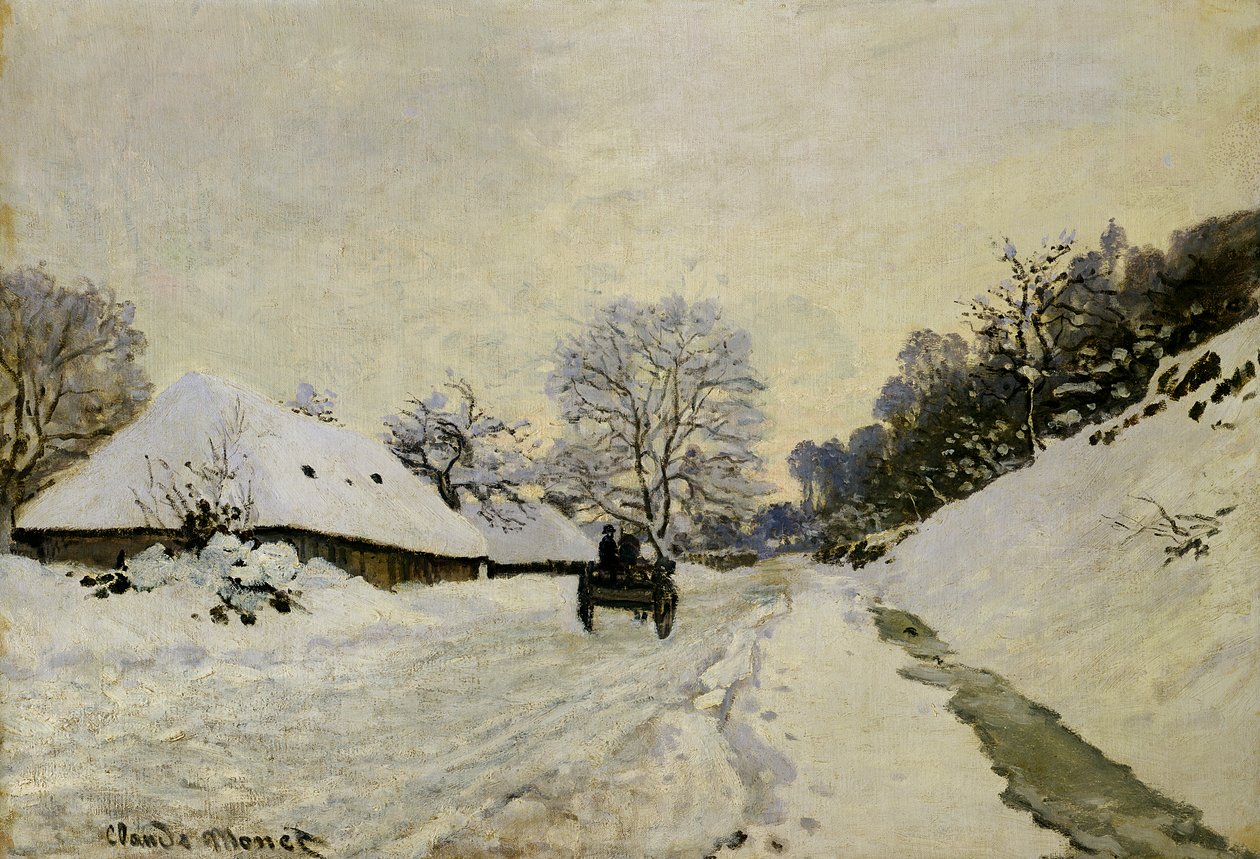Wózek, czyli droga pod śniegiem w Honfleur, 1865 autorstwa Claude Monet