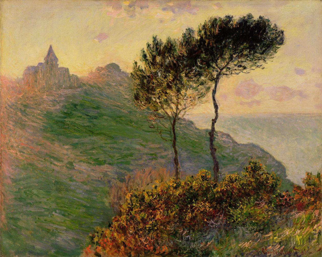 Kościół w Varengeville, pod światło słoneczne autorstwa Claude Monet