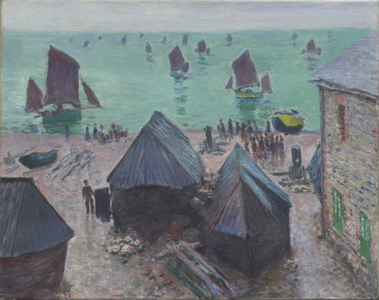 Wypłynięcie łodzi, Étretat, 1885 autorstwa Claude Monet