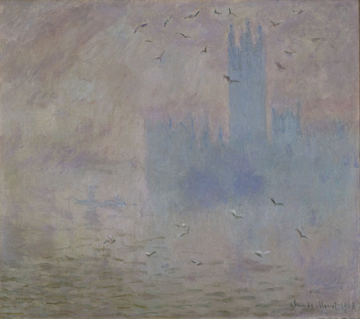 Budynki Parlamentu, mewy autorstwa Claude Monet