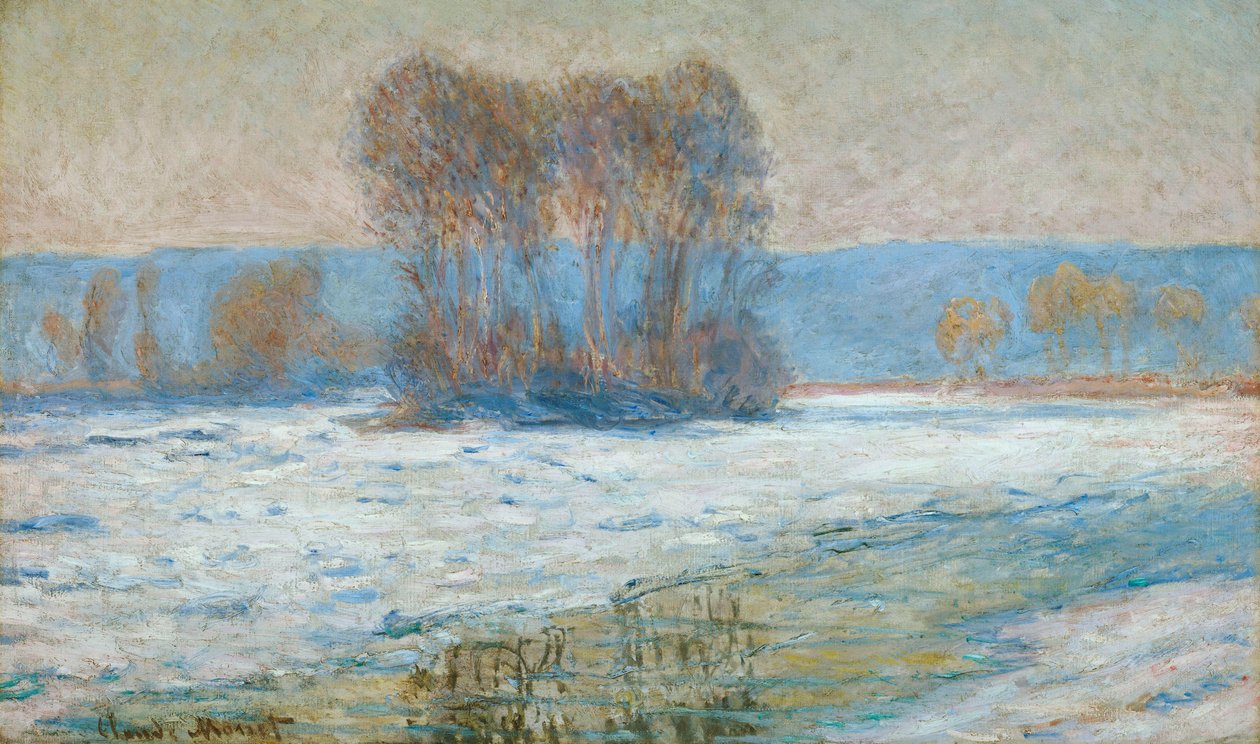 Sekwana w Bennecourt, zima autorstwa Claude Monet