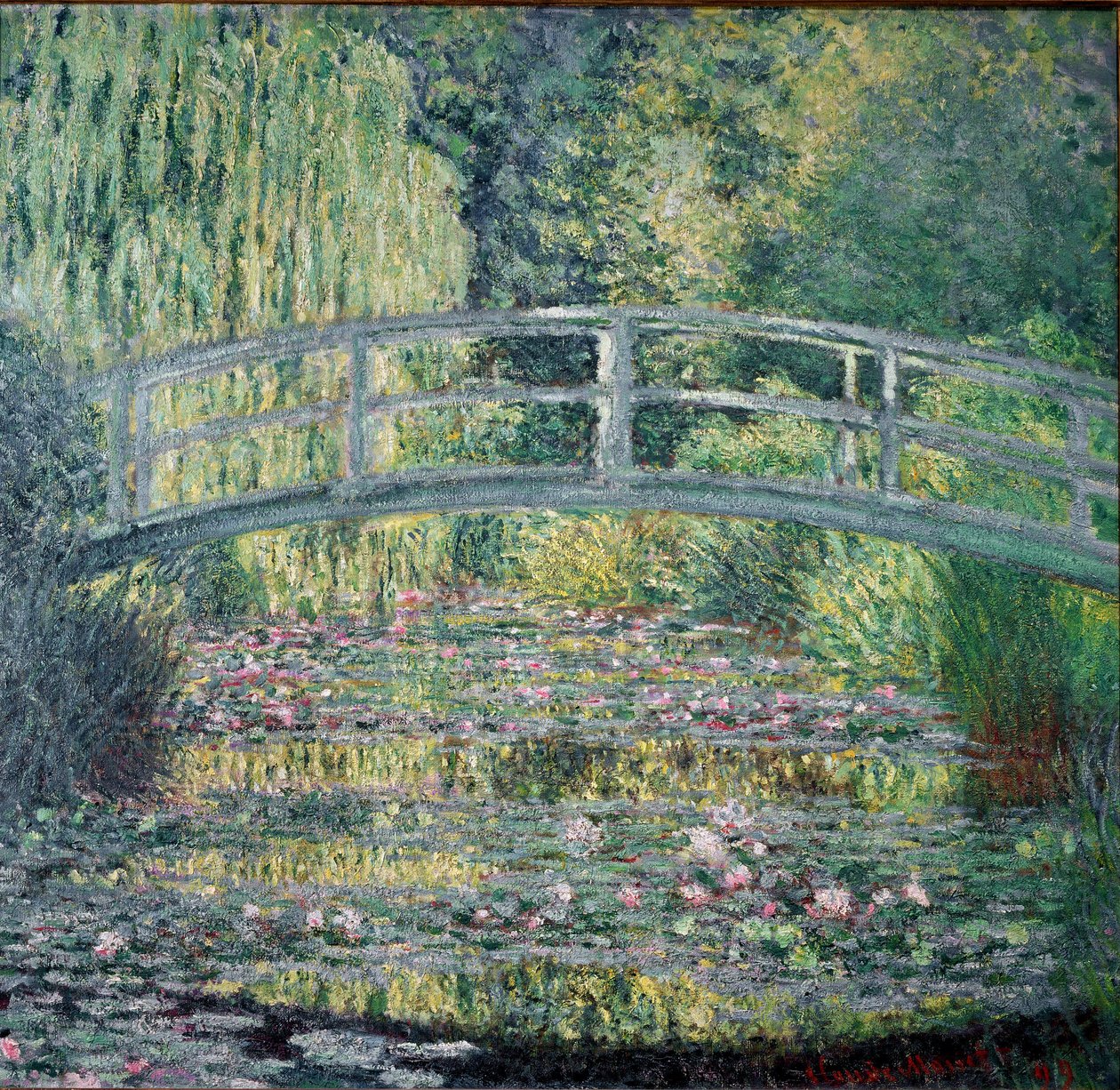 Kładka dla pieszych i basen z liliami wodnymi autorstwa Claude Monet