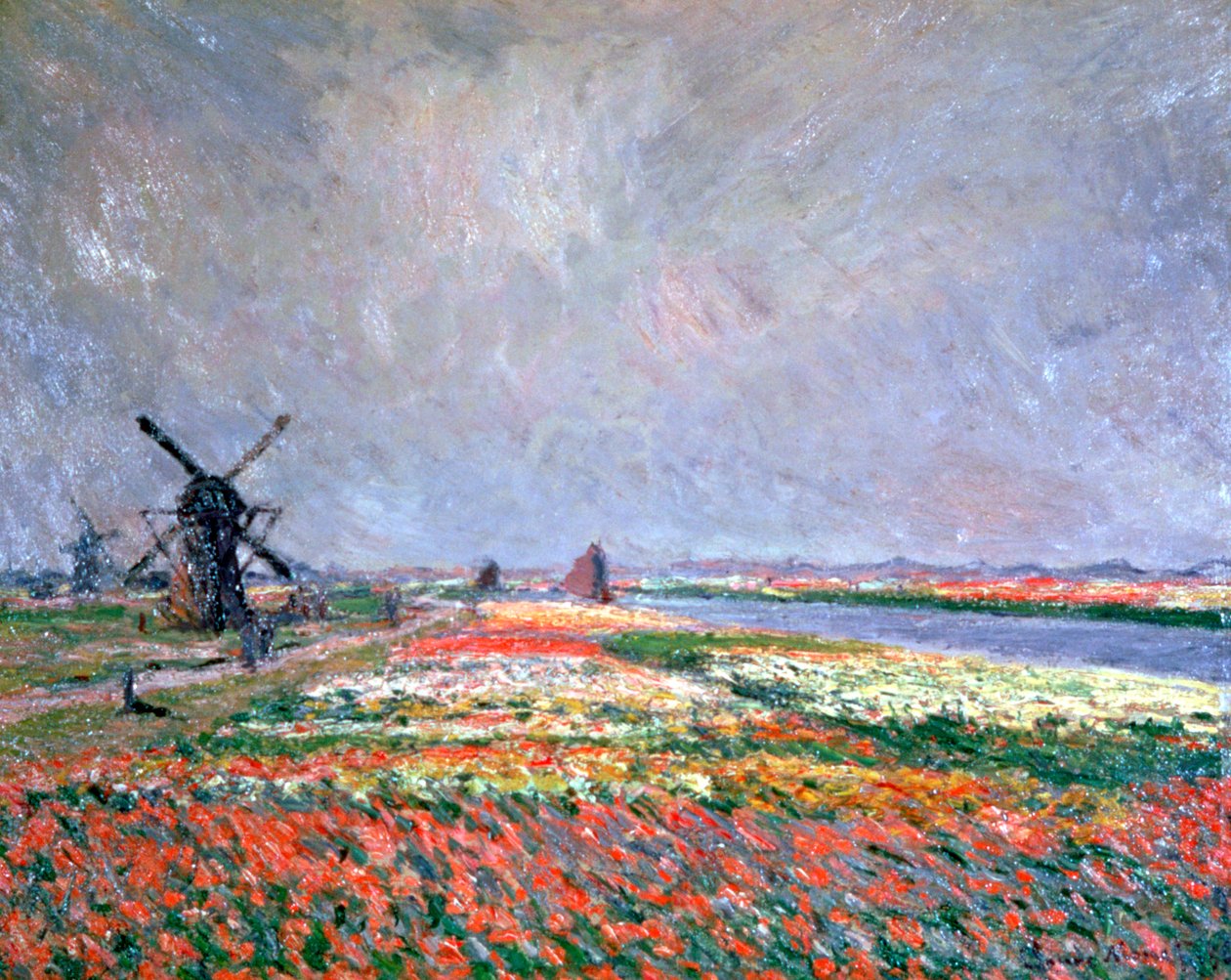 Pola tulipanów w pobliżu Lejdy, 1886 autorstwa Claude Monet